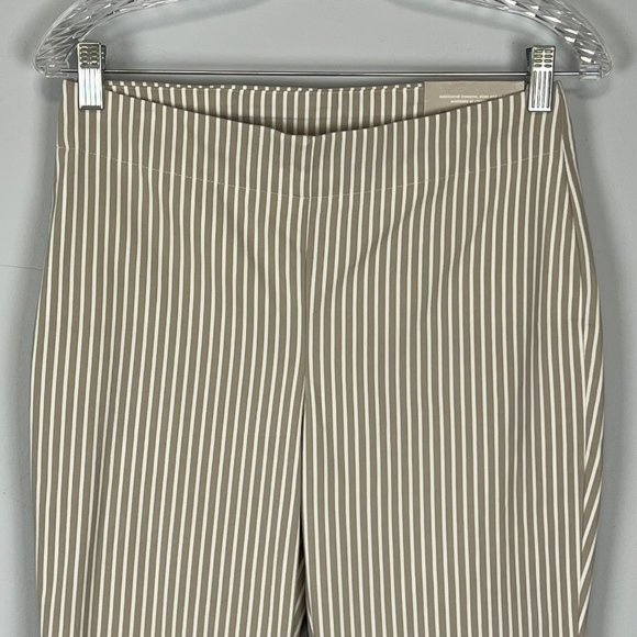 Chicos Womens So Slimming Brigitte Striped Button Ankle Pants Tan Neutral size 2 - Picture 7 of 15